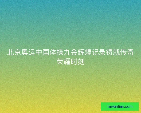 北京奥运中国体操九金辉煌记录铸就传奇荣耀时刻