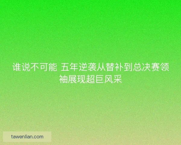 谁说不可能 五年逆袭从替补到总决赛领袖展现超巨风采