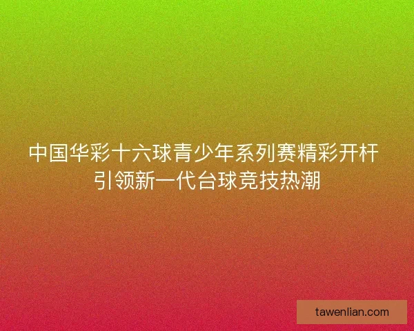 中国华彩十六球青少年系列赛精彩开杆 引领新一代台球竞技热潮